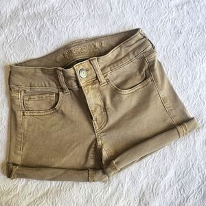 American Eagle Outfitters Tan Khaki Jean Shorts Midi Size 00